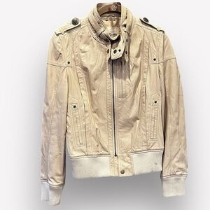🇪🇸🐠Limitless Italian leather moto jacket lamb cream large